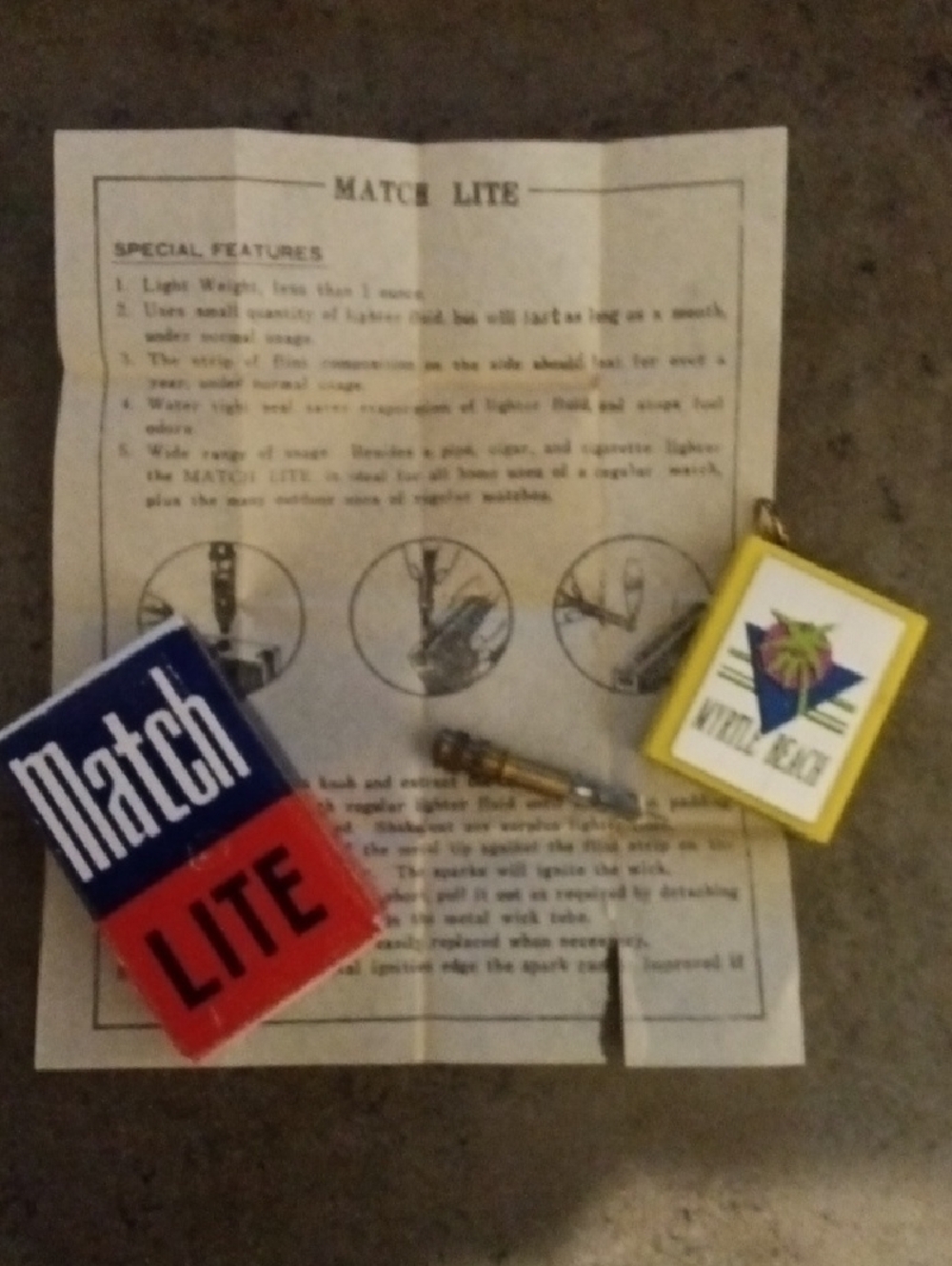 Vintage Collectible Match Lite Set in Blue, Red, Yellow